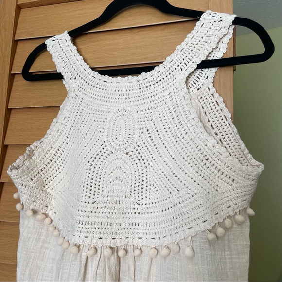 Adiva Anthropologie Linen Knit Crochet Pom Pom Tank Medium - Picture 4 of 7